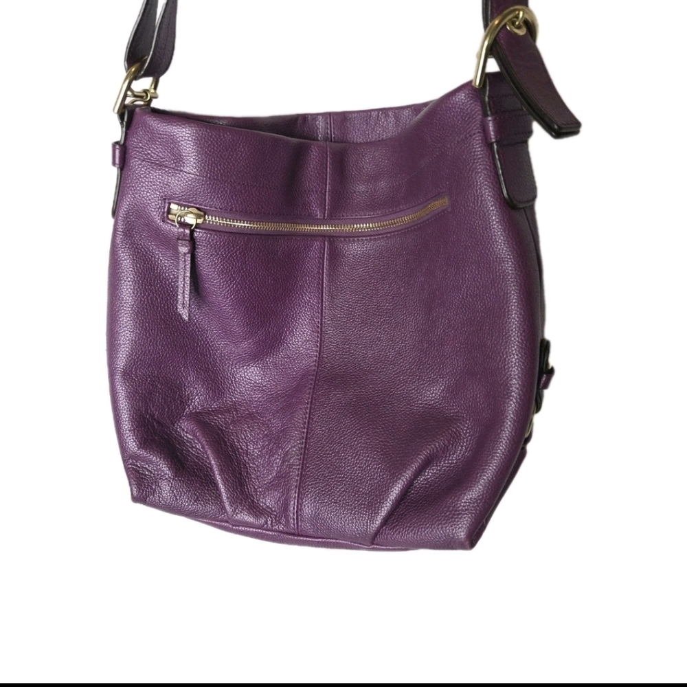 Coach Leather Hobo Shoulder Bag in Deep Plum - Picture 2 of 16
